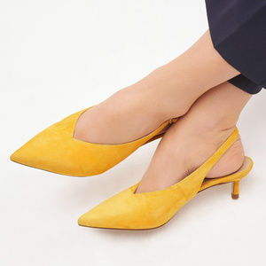 NWT L.K. BENNETT yellow suede slingbacks 8.5 / 39